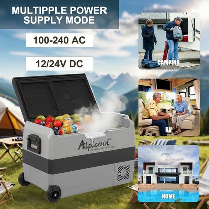 Alpicool T50 Dual Temperature Control 12 Volt Refrigerator 53 Quart Portable Car Fridge Freezer (-4°F~68°F) for Truck, RV, Boat