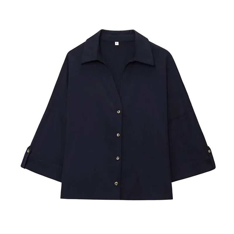 HH Women Elegant Turn-Down Collar Single-Breasted Shirts Top+Chic Mid Waist Belt Decoration Zipper Casual Shorts 2-Piece Set