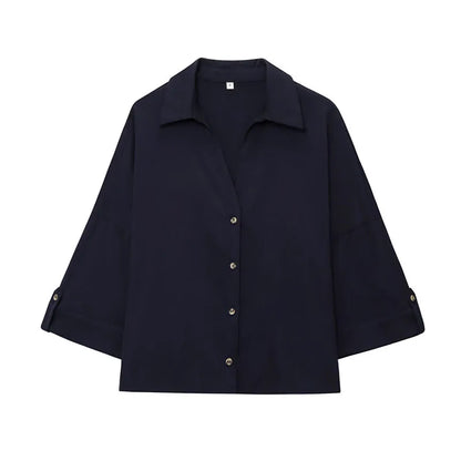 HH Women Elegant Turn-Down Collar Single-Breasted Shirts Top+Chic Mid Waist Belt Decoration Zipper Casual Shorts 2-Piece Set