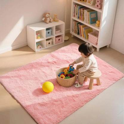 VIKAMA Pink Bedroom Carpet - Soft and Plush for Home Decor - Living Room, Dorm Room Floor Mat - Bedroom Side Rug