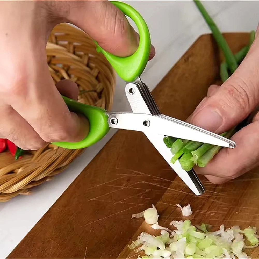 Multifunctional Scissors Stainless Steel 3/5 Layer Kitchen Scissors Scallion Cutter Pepper Herb Laver Spices Onion Cooking Tool