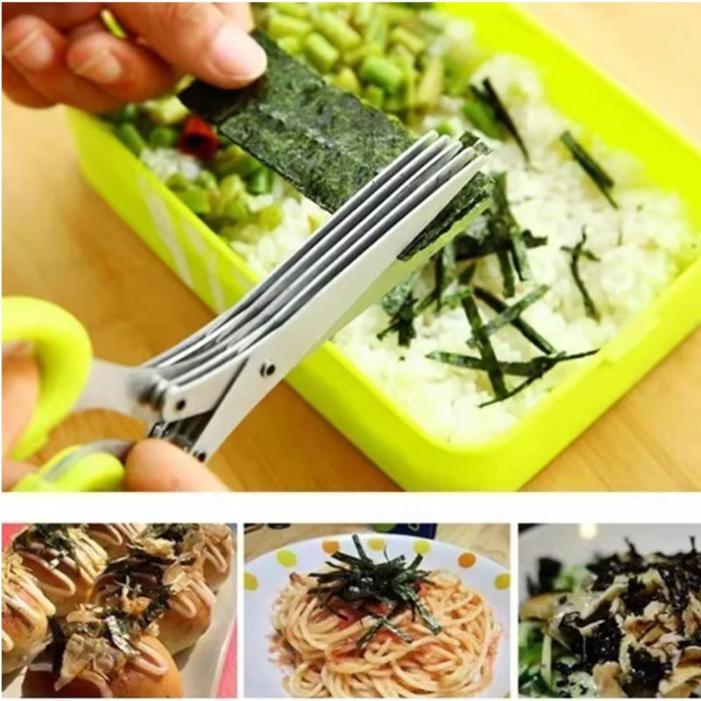 Multifunctional Scissors Stainless Steel 3/5 Layer Kitchen Scissors Scallion Cutter Pepper Herb Laver Spices Onion Cooking Tool