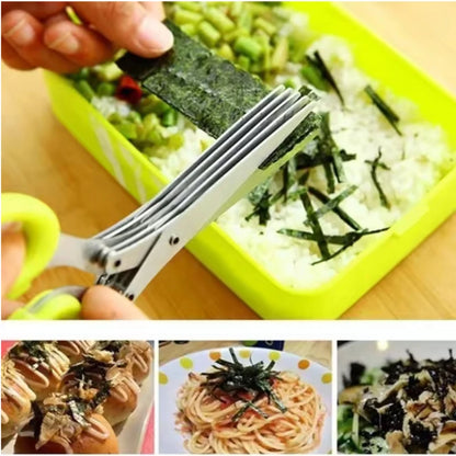 Multifunctional Scissors Stainless Steel 3/5 Layer Kitchen Scissors Scallion Cutter Pepper Herb Laver Spices Onion Cooking Tool