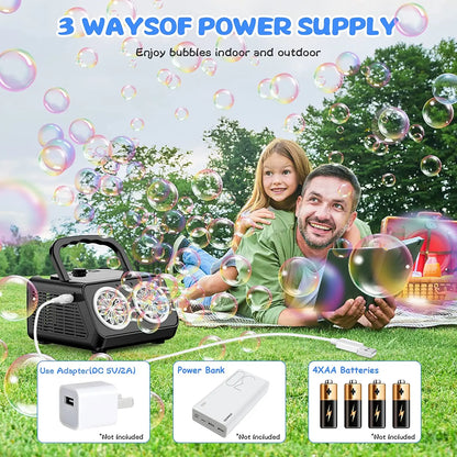 Automatic Bubble Machine Upgrade Bubble Blower with 2 Fans,50000+ Bubbles Per Minute Bubbles for Kids Portable Bubble Maker