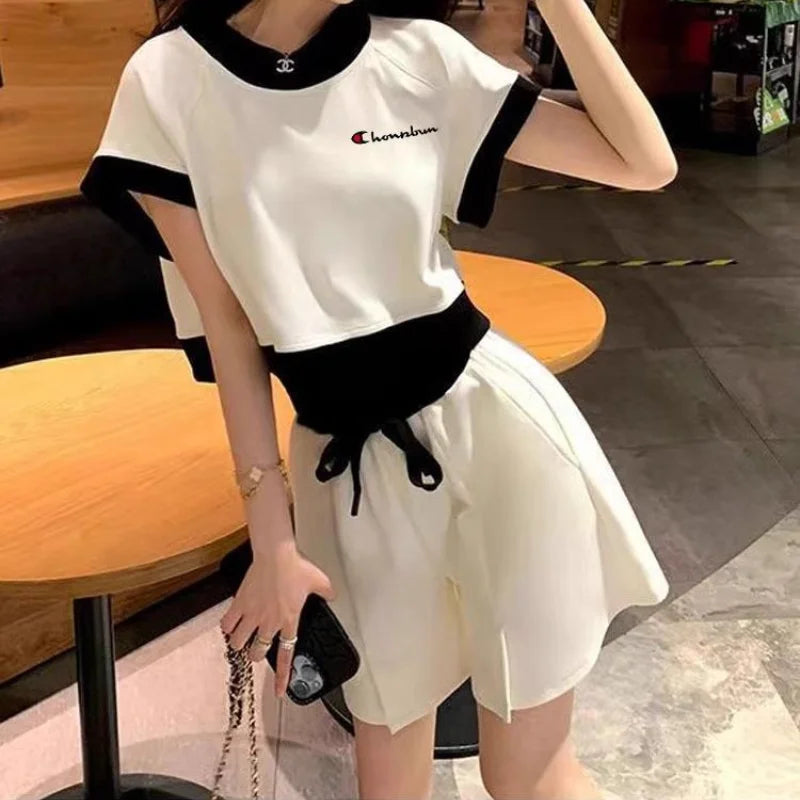 Short Sets for Women 2 Pieces Sleeve Korean Style Summer Fashion 2025 Outfit Trends Ensembles Vacation Outfits Full Woman Shorts