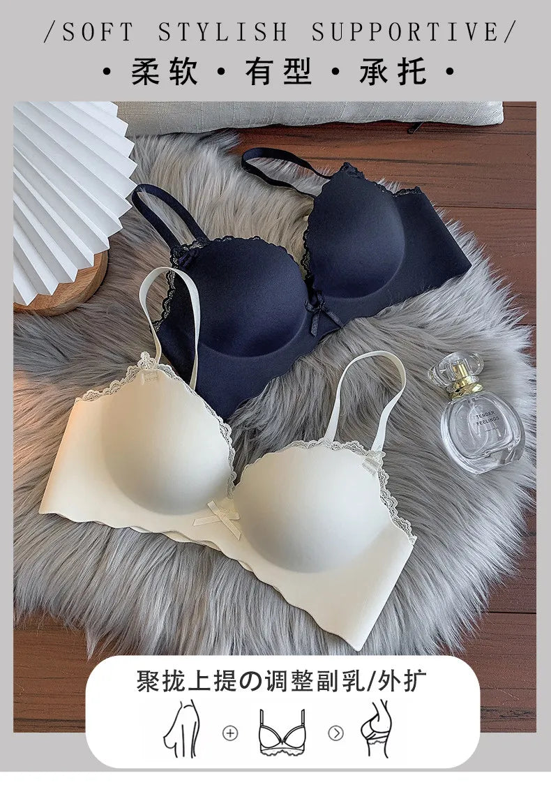 Hot Selling Ladies Push Up Bra Set Seamless Wireless Support Anti-Sagging Comfort Lingerie S-XL for Young Women Soft Daily Wear