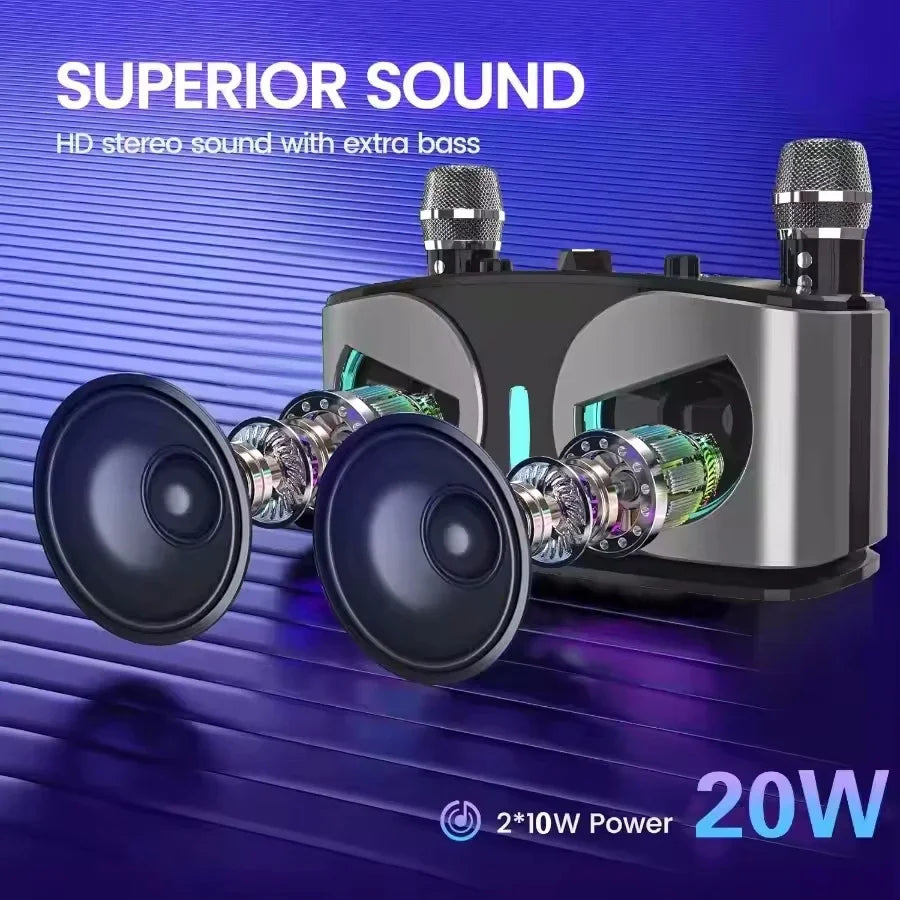 Karaoke Wireless Portable Bluetooth Speaker With Microphone Subwoofer Machine Powerful Sound Box Music Caixa De Som Audio Bocina