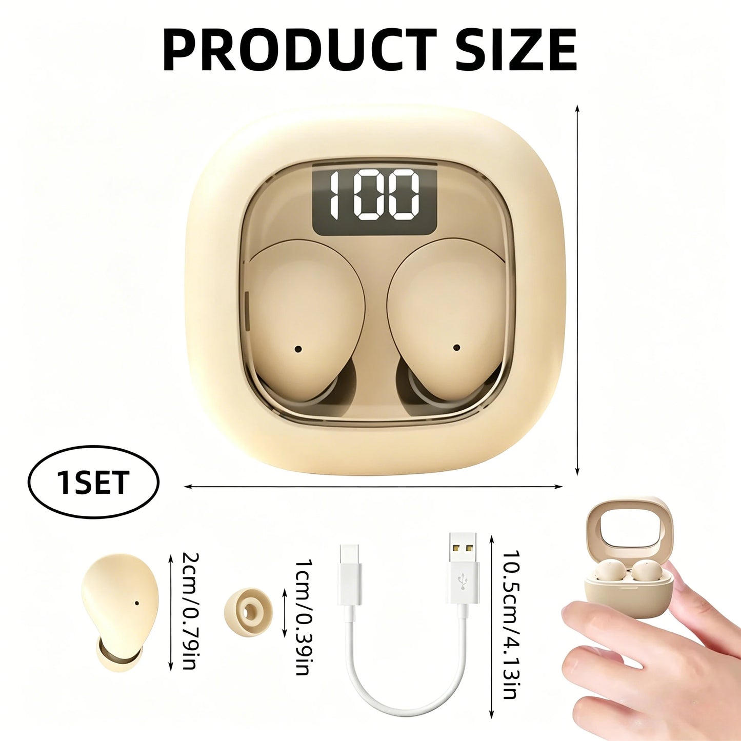 Cute Mini Invisible Earbuds Bluetooth 5.3 Wireless Earphones HIFI Stereo Noise Reduction Heasets with Microphones Headphones