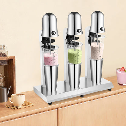 Triple Head Milkshake Maker, 18000 RPM, 3 X 180W Tabletop Blender with PC Cups for Commercial Use, 110V