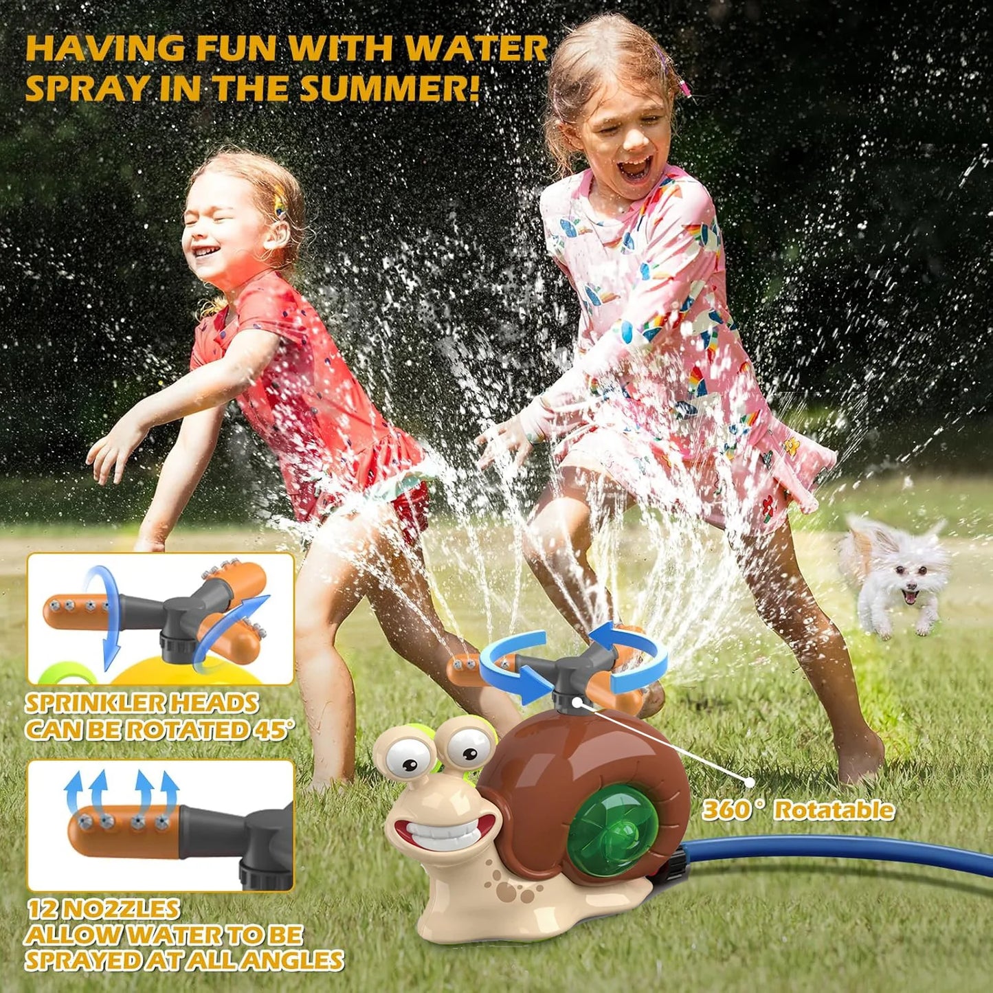 Water Spray Toy Hydrant Sprinkler Outdoor Backyard Garden Water Toys Summer Yard Cartoon Splash Sprinkler Baby Bath Toy for Kids