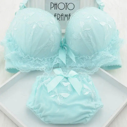 ropa de mujer Bra Set Sexy Lingerie Low Waist Cute Panties Female Bralette Brassiere Soft Wirefree laides Underwear Sets