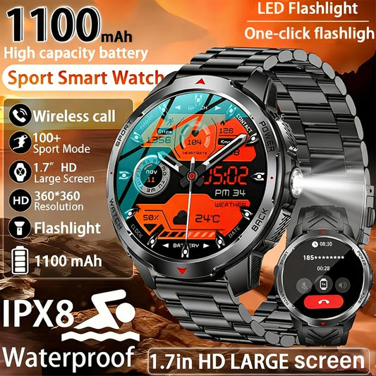 Smart Watch LED Flashlight Outdoor KT88 Compass Wireless call Men Multi-Sport