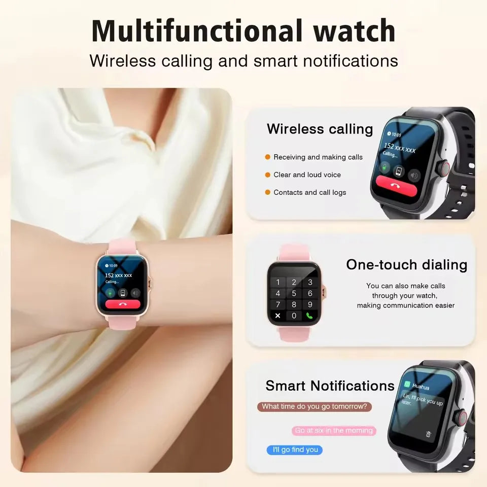 Android/IOS Phone Wireless Call AI Voice Assistant Multi Sport Modes Watch Waterproof Men Women Gift