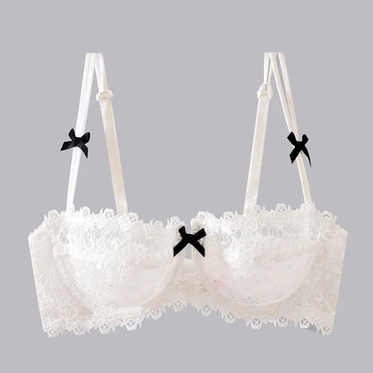 New Arrival Sweet Spicy Lace Lingerie Set Ultra Thin Half Cup Push Up Bra Soft Underwire Anti Sag Comfortable Women Wear