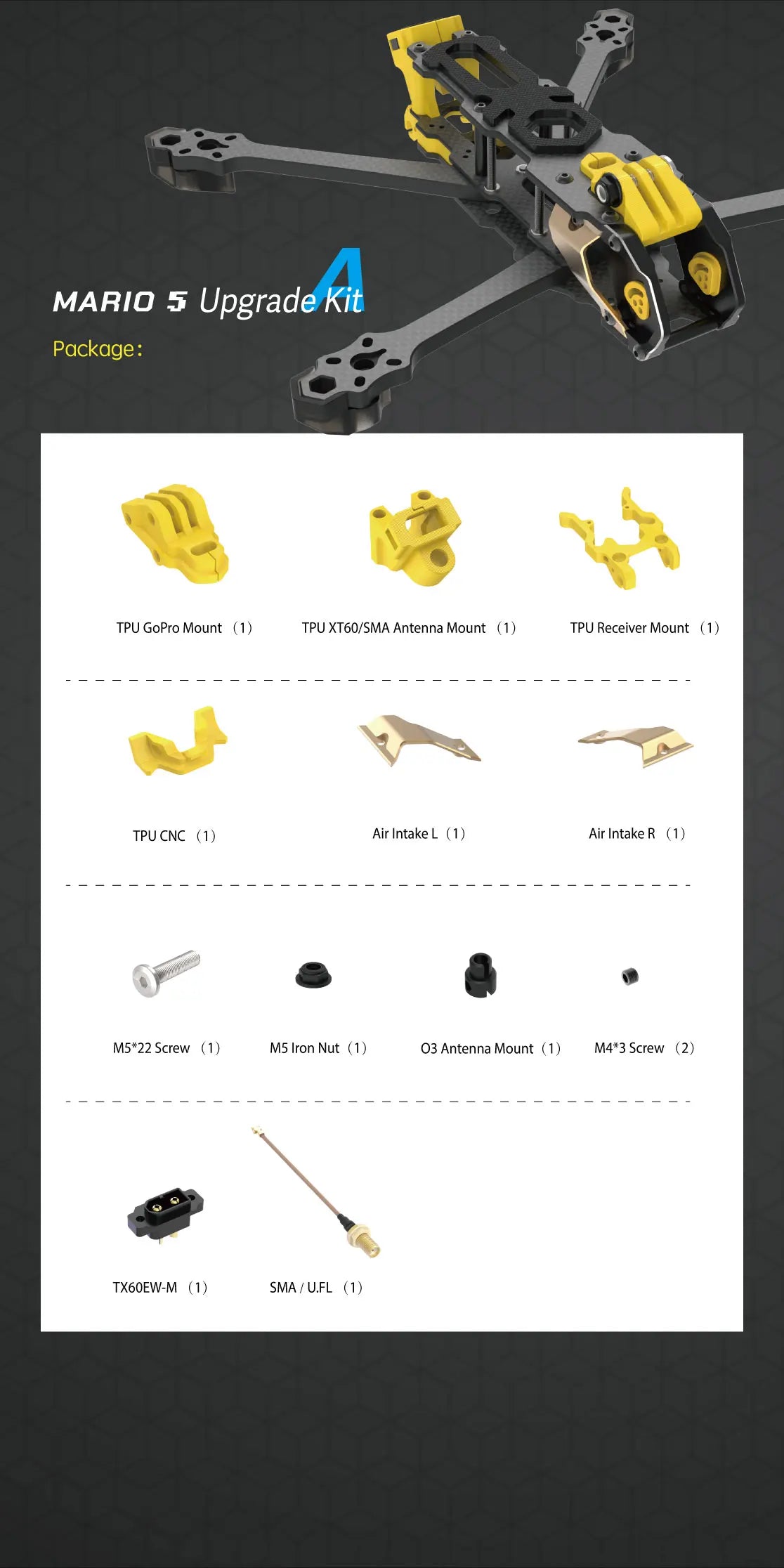 SpeedyBee Mario 5 O4 Frame Kit DC / XH Version with Carbon Fiber Plate FPV Freestyle RC Racing Drone