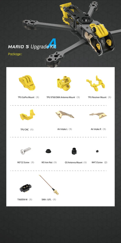 SpeedyBee Mario 5 O4 Frame Kit DC / XH Version with Carbon Fiber Plate FPV Freestyle RC Racing Drone