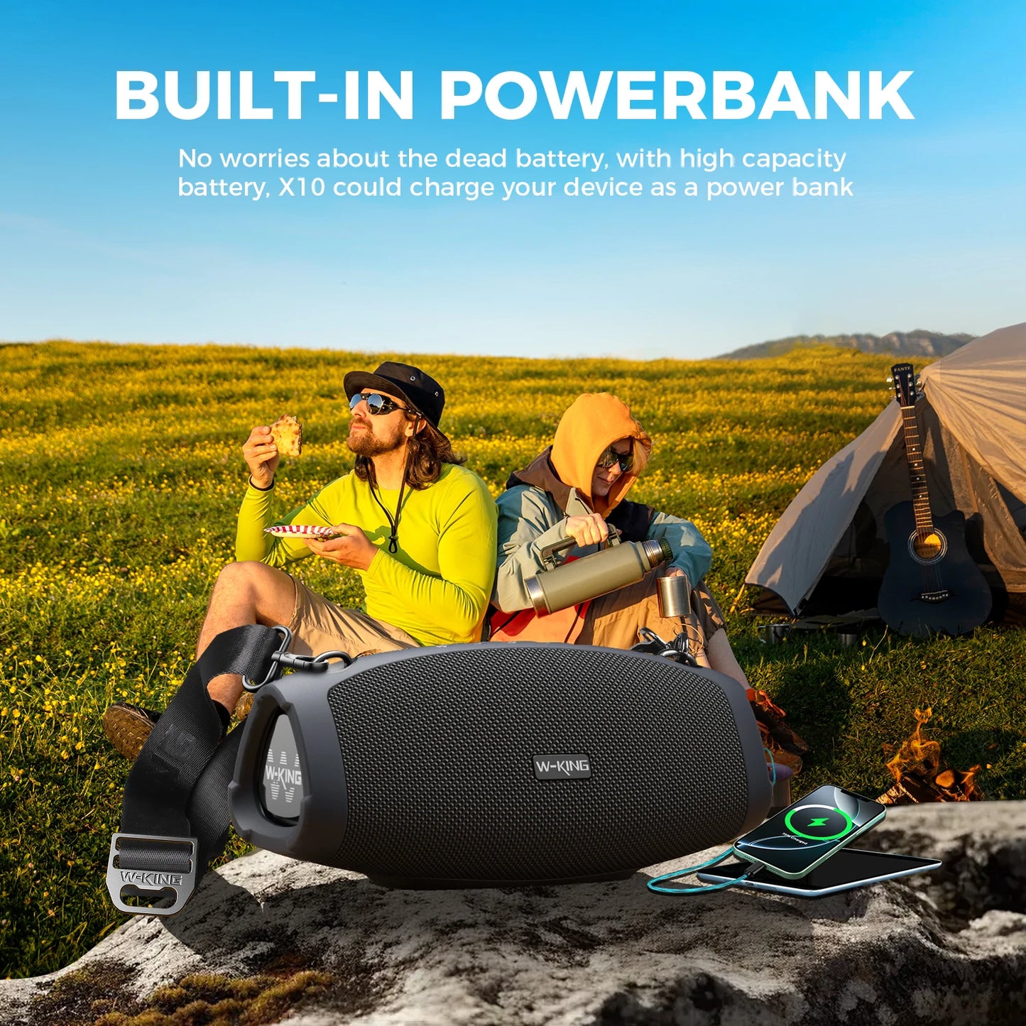 W-KING X10MIC (120W PEAK) 70W Portable Loud Bluetooth Speakers with Wireless Microphone,  Waterproof Outdoor Wireless Bluetooth
