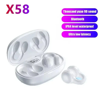 NEW X58 Wireless Earphones Noise Reduction Bluetooth LDE Power Display Earbuds in-Ear Headsets with Mic Touch Control for Phone
