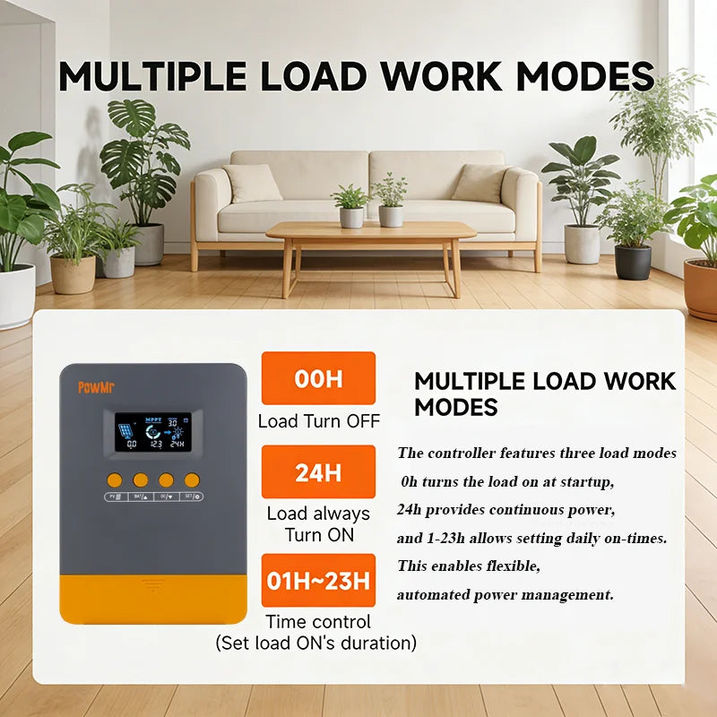 PowMr MPPT 25A 35A 45A Solar Charge Controller 12V 24V Auto Multi-Battery Compatibility & Protection Max PV 100V for Solar Home