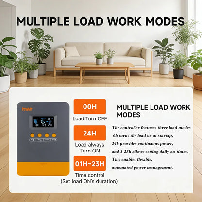 PowMr MPPT 25A 35A 45A Solar Charge Controller 12V 24V Auto Multi-Battery Compatibility & Protection Max PV 100V for Solar Home