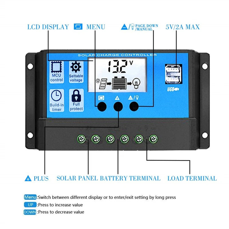 110/220V Solar Power System 18W Solar Panel Battery Charge 30A Controller 6000W 12V 220V Inverter Complete Power Generation Kit