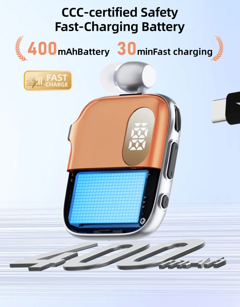 90H Playtime Bluetooth Headset V6 ENC Noise Canceling LED Power Display Retractable lapel clip Earphone for Meeting Driving K91