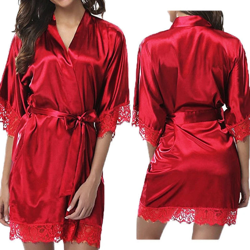 1 Piece Women's Underwear Glossy Robe Pajamas Ice Silk plus Size Nightgown