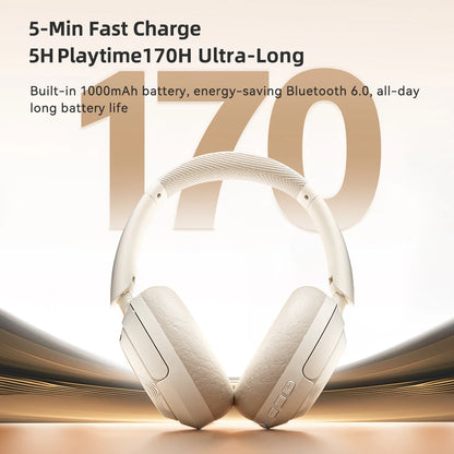 HaaYot Over Ear Headphones Bluetooth 6.0 50dB Active Noise Cancelling 170H Battery Life 5-Mic ENC Low Latency Wireless Headsets