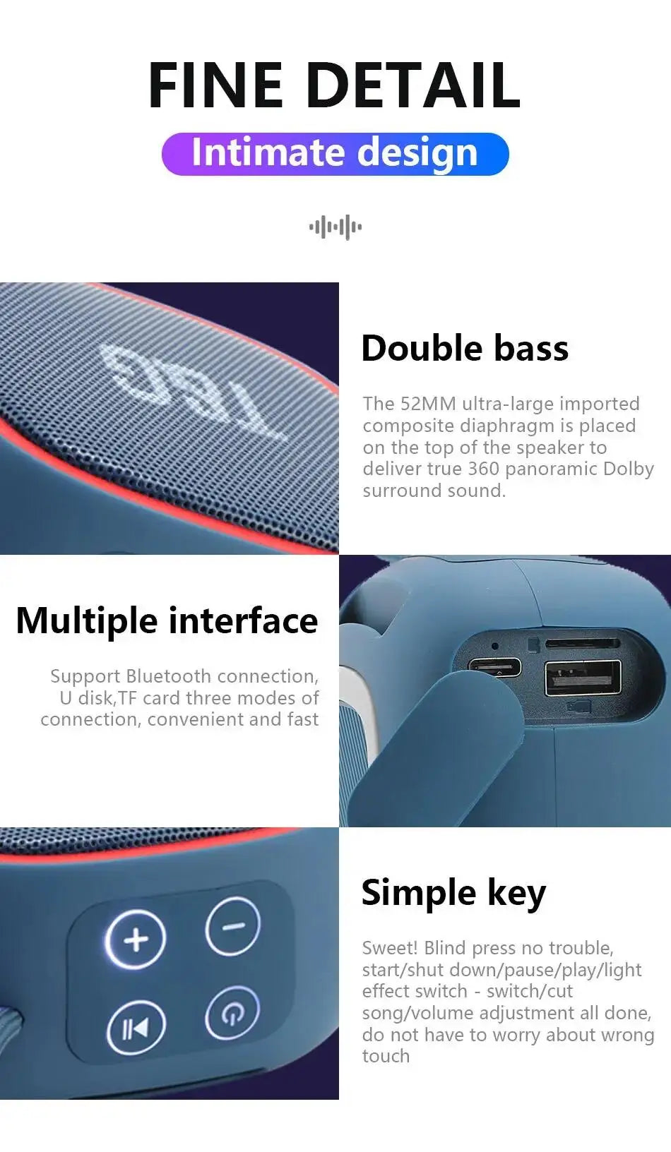 Wireless Bluetooth Speaker Portable Mini Radio FM Waterproof Small Subwoofer Sound Box Music Woofer Computer PC AUX Caixa De Som