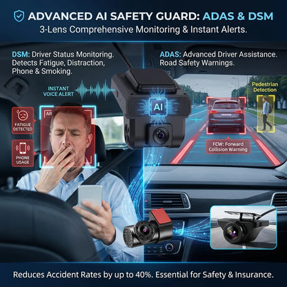 3 Cameras 4G LTE Dash Cam GPS Surveillance Full HD 1080P Car Video Recorder Night Vision 24 hour Remote Monitor DVR WiFi Hotspot