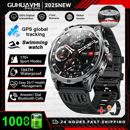 2026 New GPS Smart Watch Men 1000mAh Battery 10ATM Waterproof