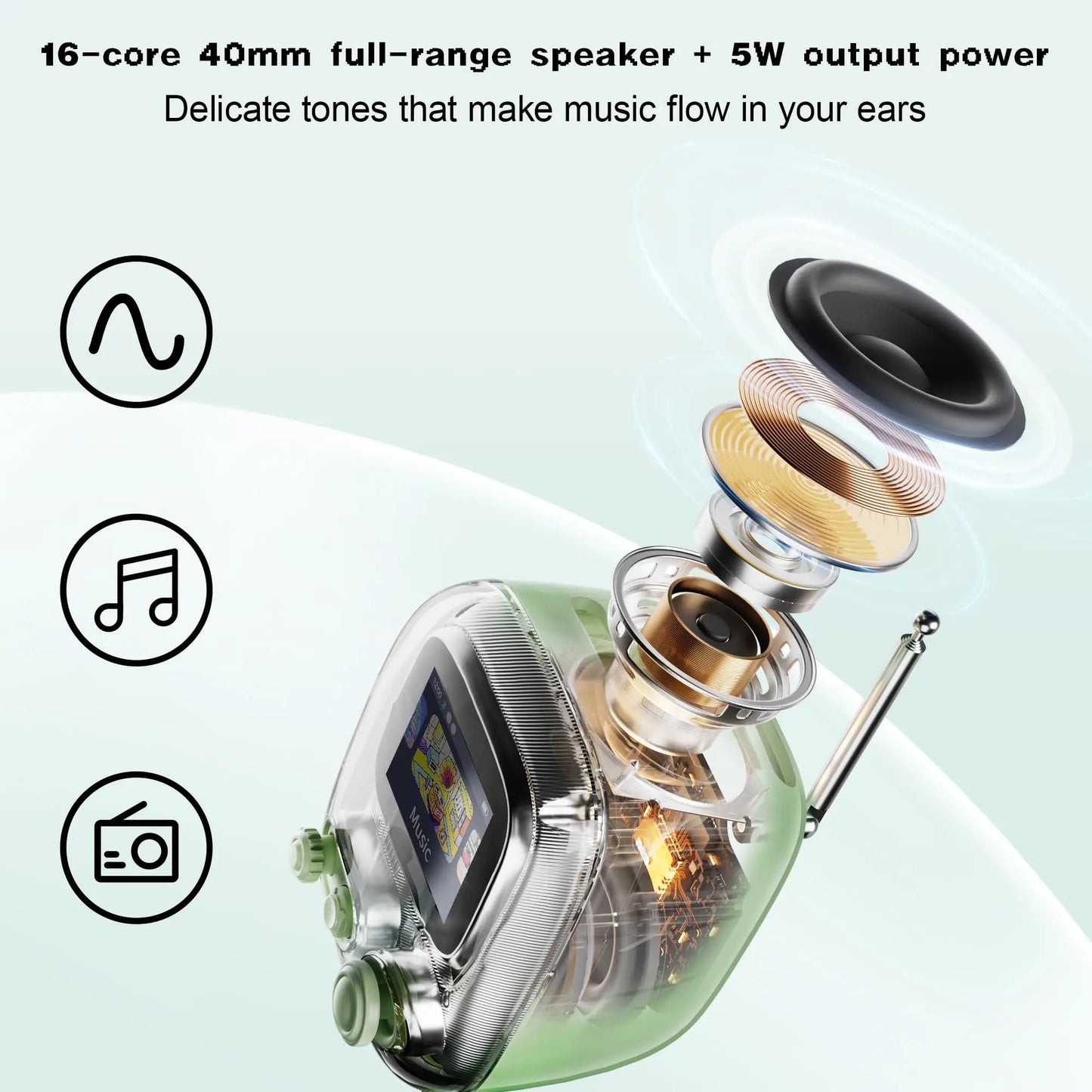 Divoom T-tiivoo-2 Mini small tv portable Radio FM with Adjustable Antenna Vintage Wireless 5.0 Bluetooth Speaker cute gift