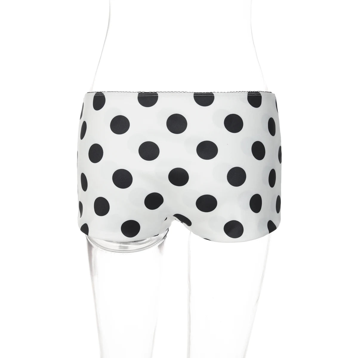 Hugcitar Fashion 2 Pcs Sets Mesh Black Short Sleeve Buttons Hole Sexy Sheer Crop T-Shirt Polka Dot Print Shorts Vacation Outfit