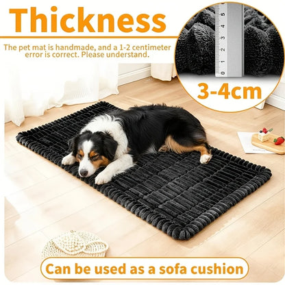 Summer Cool Soft Striped Plush Car Dog Bed Mat, Non-slip Washable Pet Travel Cushion Pad, Thick Sleeping Mattress for Car Trunk