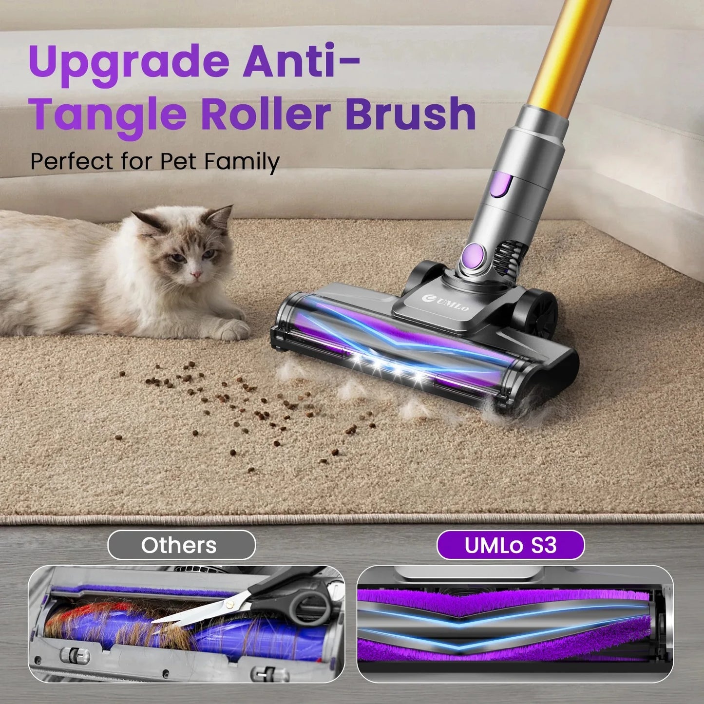 INSE S3P Cordless Vacuum Cleaner 45Kpa Powerful Handheld Stick Vacuum with LED Display 55-Min Running Self-Standing for Carpet H
