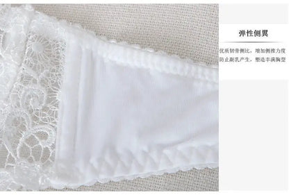 New Arrival Sweet Spicy Lace Lingerie Set Ultra Thin Half Cup Push Up Bra Soft Underwire Anti Sag Comfortable Women Wear