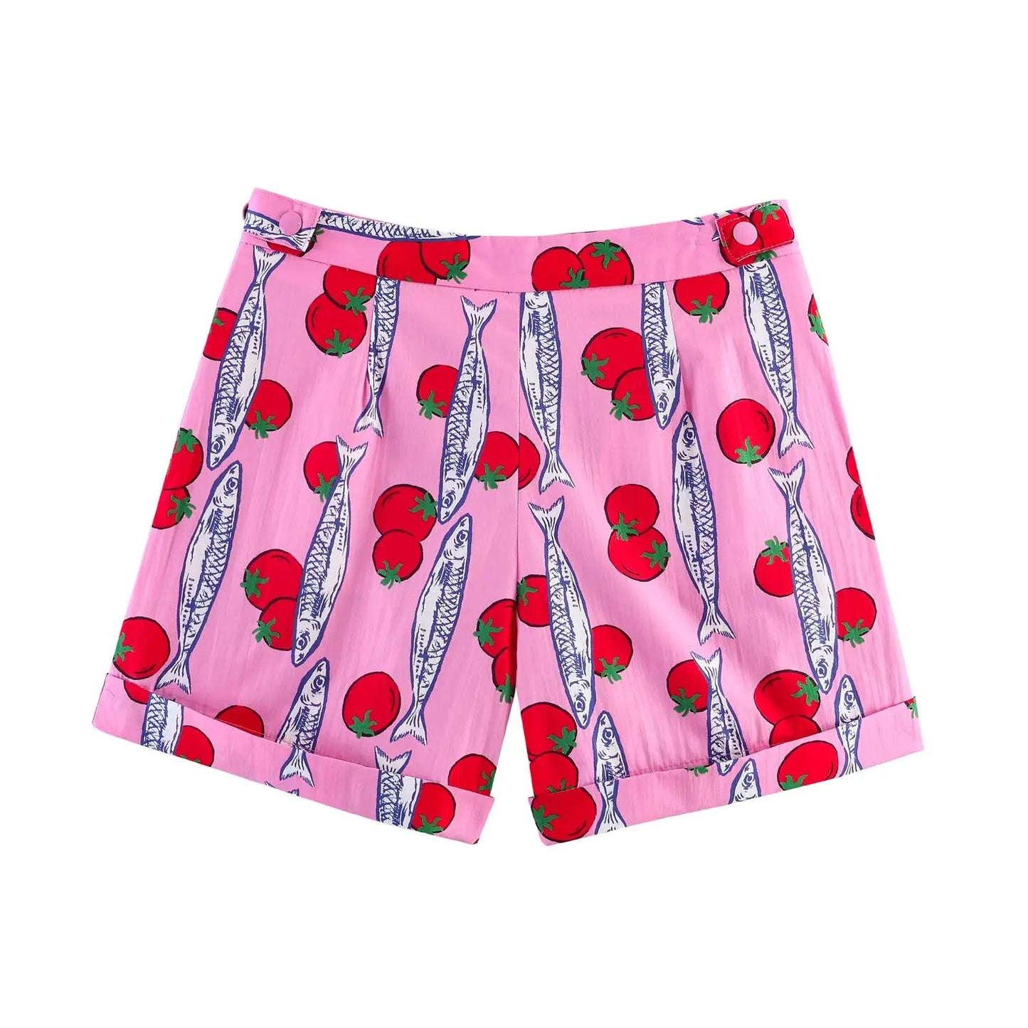 Willshela Women Fashion 2 Piece Set Printed Bow Lace Up Shirts & Vintage Front Zipper Mini Shorts Female Chic Lady Shorts Sets