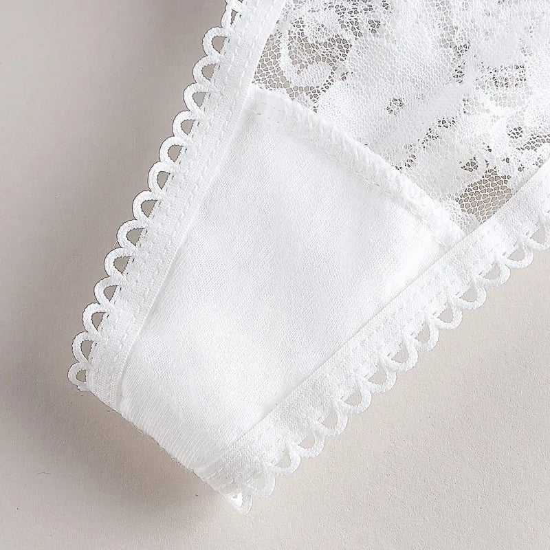 Women's Wireless Lace Bra and Panties Set Sheer Bralette Low Waist Thongs Triangle Cup Sexy Lingerie Set Ladies Underwear S-L