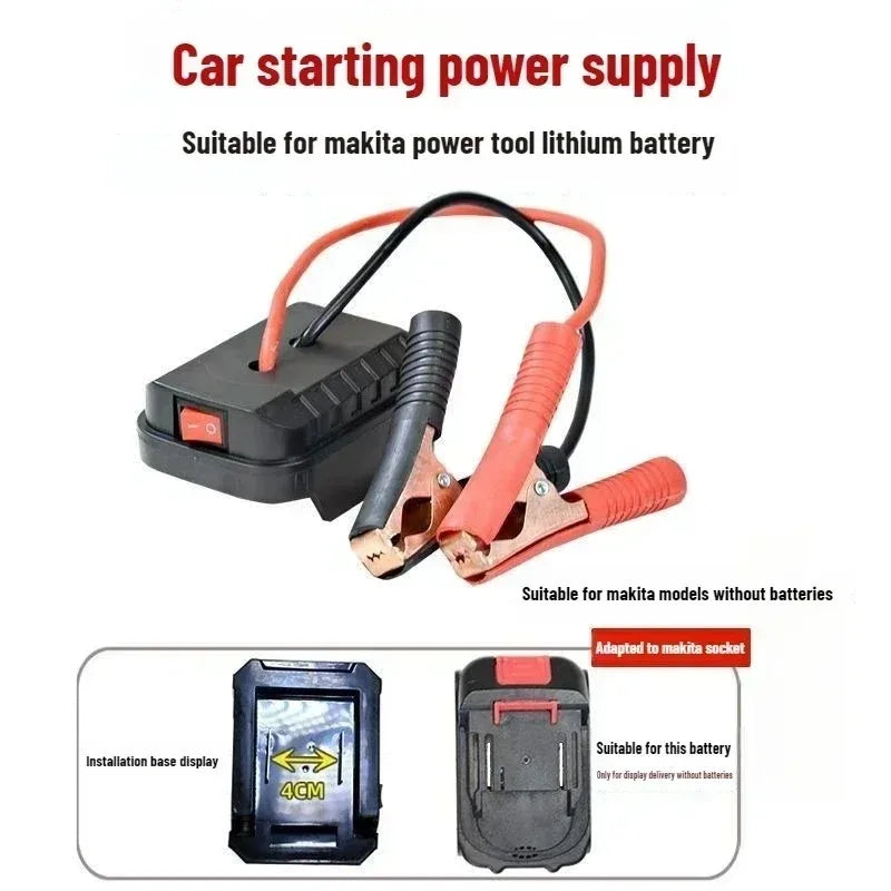 For Makita Car Battery Jump Starter Lithium  Emergency Power Bank with Thickened Copper Clips with Dual USB Charging Ports