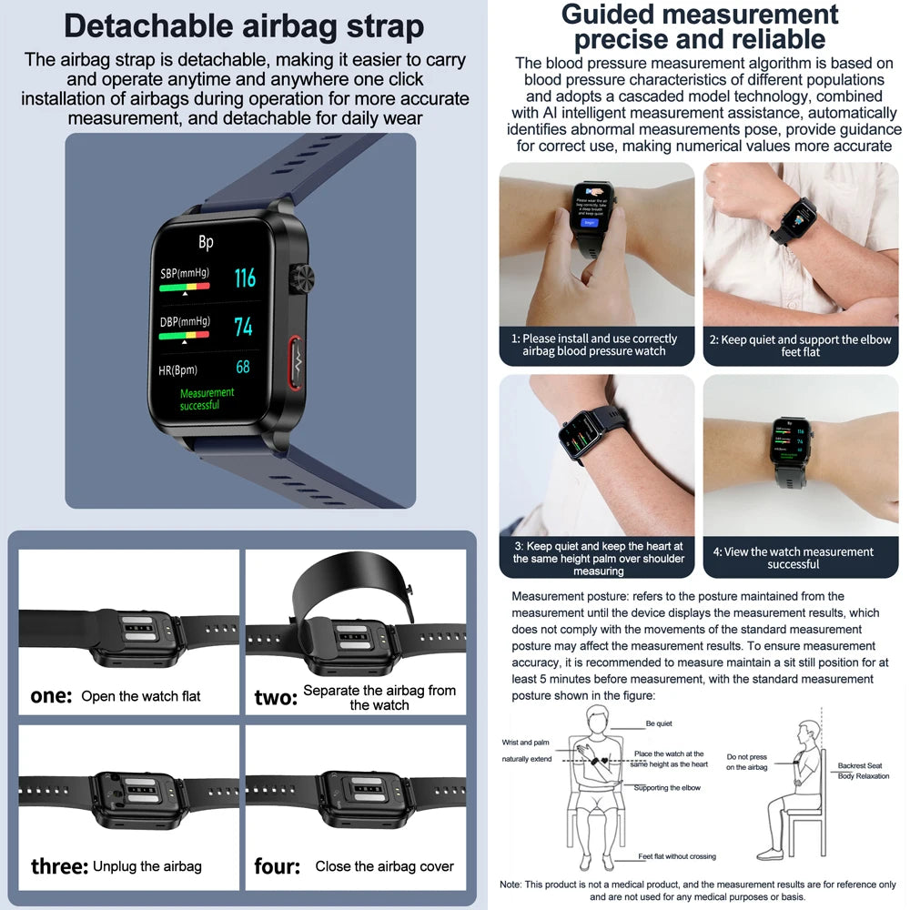 2026 New Airbag Smart Watch man air Pump ECG True Accurately Blood Pressure