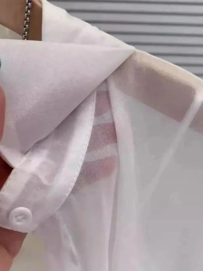 Plus Size Women’s Tops 2025 Summer Breathable and Sun-Proof Ice Silk Button Thin Loose Sheer Chiffon Blouses Shirts Long Sleeve