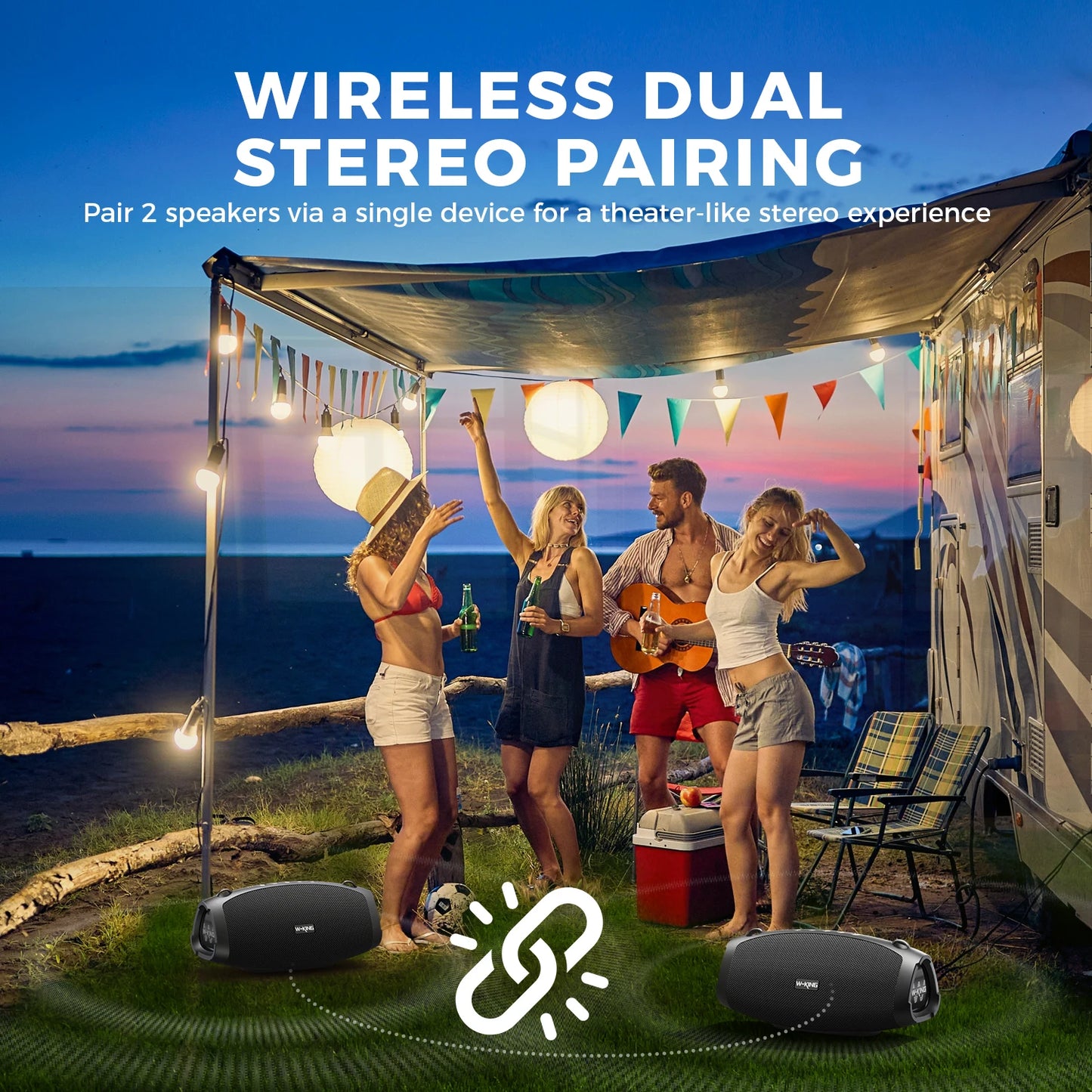 W-KING X10MIC (120W PEAK) 70W Portable Loud Bluetooth Speakers with Wireless Microphone,  Waterproof Outdoor Wireless Bluetooth