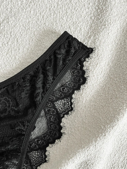 Women's Sexy Push Up Bra & Brazilian Panties Set - Lace Underwire Sheer Mesh Lingerie, Adjustable Straps Comfort Fit for Daily