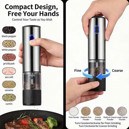 Electric Salt and Pepper Grinder Automatic Rechargeable Pepper Mill Shakers External Adjustable Coarseness Kitchen Appliances