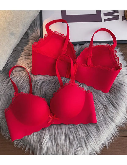 Hot Selling Ladies Push Up Bra Set Seamless Wireless Support Anti-Sagging Comfort Lingerie S-XL for Young Women Soft Daily Wear