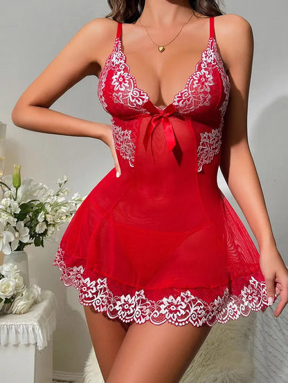 Plus Size Pajamas For Women's Sleepwear Sexy Deep V Erotic Dresses