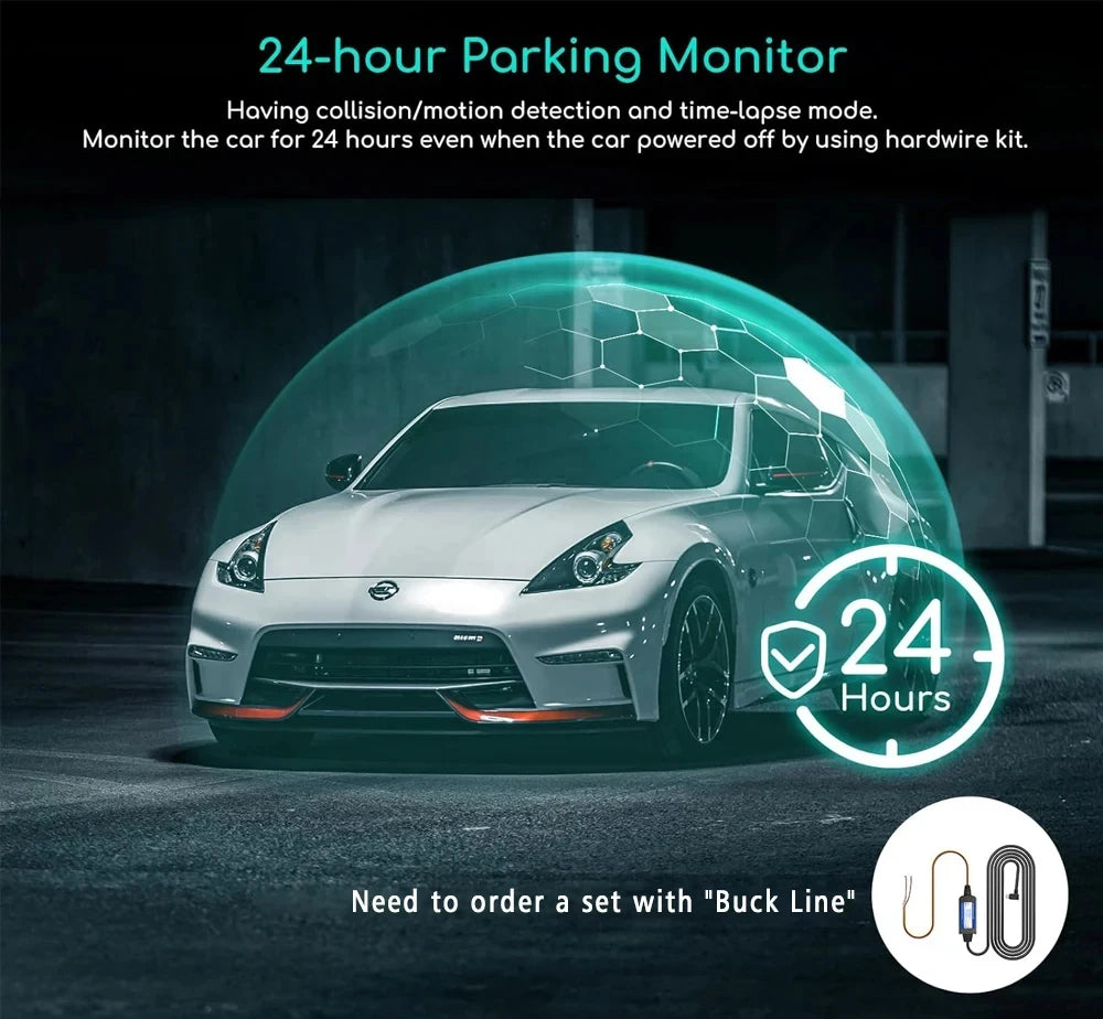 3 Camera Dash Cam 4K Car DVR Front Inside Rear 1080P GPS Tracking Night Vision Video Registrator Dashcam Parking Monitor
