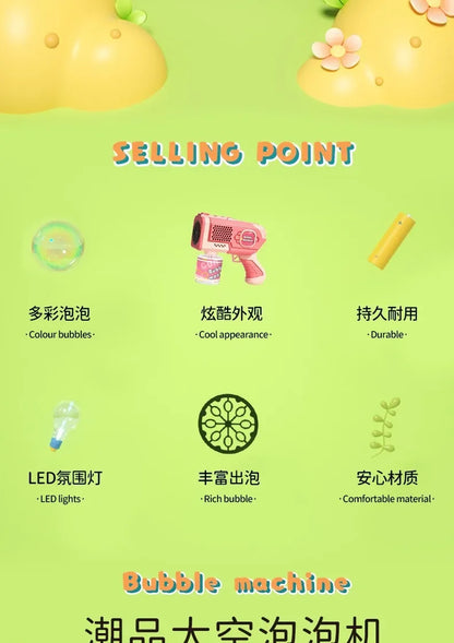 Space Electric Automatic Bubble Machine Bubble Gun Summer Beach Bathing Outdoor Games Children Fantasy Kids Bubble Toy