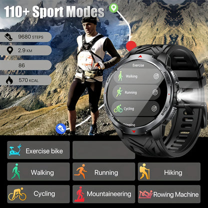 Smart Watch LED Flashlight Outdoor KT88 Compass Wireless call Men Multi-Sport