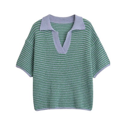 Willshela Women Fashion Two Piece Set Striped Lapel Neck Shirt & Elastic Waist Shorts Chic Lady Women Shorts Sets